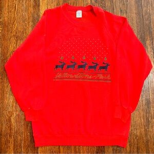 Vintage 80s Women’s Large Yellowstone Red Retro Christmas Sweater Reindeer